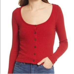Madewell Ribbed Cardigan Cropped Tee